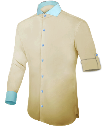Camicia In Lino Azzurra with English Collar