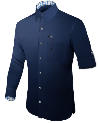 Camicia Su Misura Blu Scuro with French Collar 2 Button