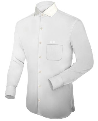 Mens White Tailored Fit Shirt with Italian Collar 1 Button