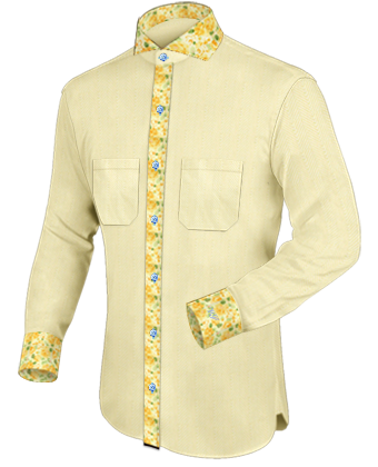 Camicia Azzurra Uomo with French Collar 1 Button