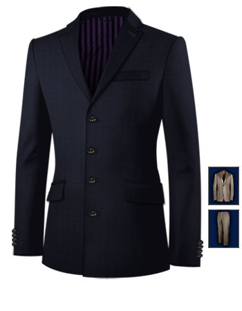 Vestiti Eleganti Su Misura with 4 Buttons, Single Breasted