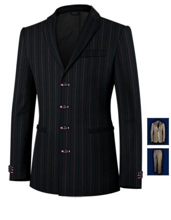 Abiti Sposo Su Misura On Line with 4 Buttons, Single Breasted